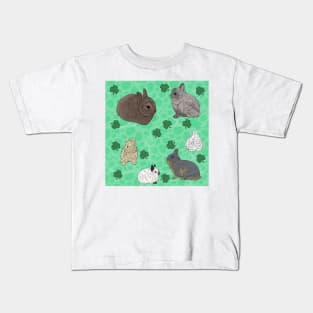 Netherland Dwarf Rabbits Green Kids T-Shirt